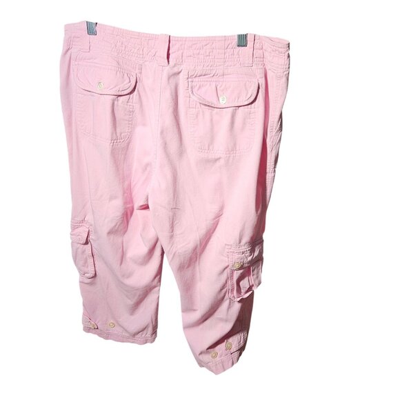 Lauren Pink Cargo Pants Womens Size 14 P Relaxed Fit Cotton Blend With Button De - Picture 10 of 10